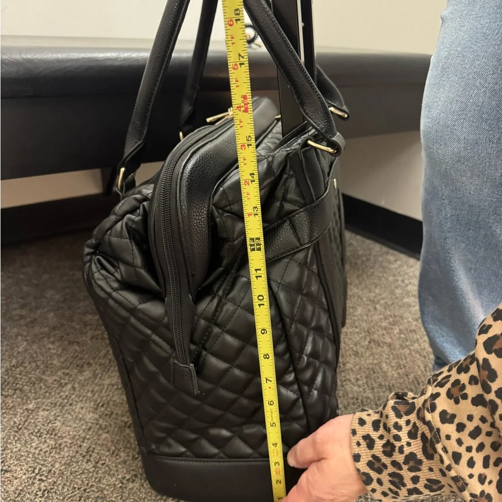 Quilted Black Rolling Laptop Tote - Picture 5 of 8